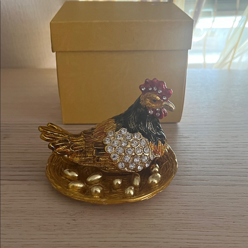 Jeweled Rooster Trinket Box